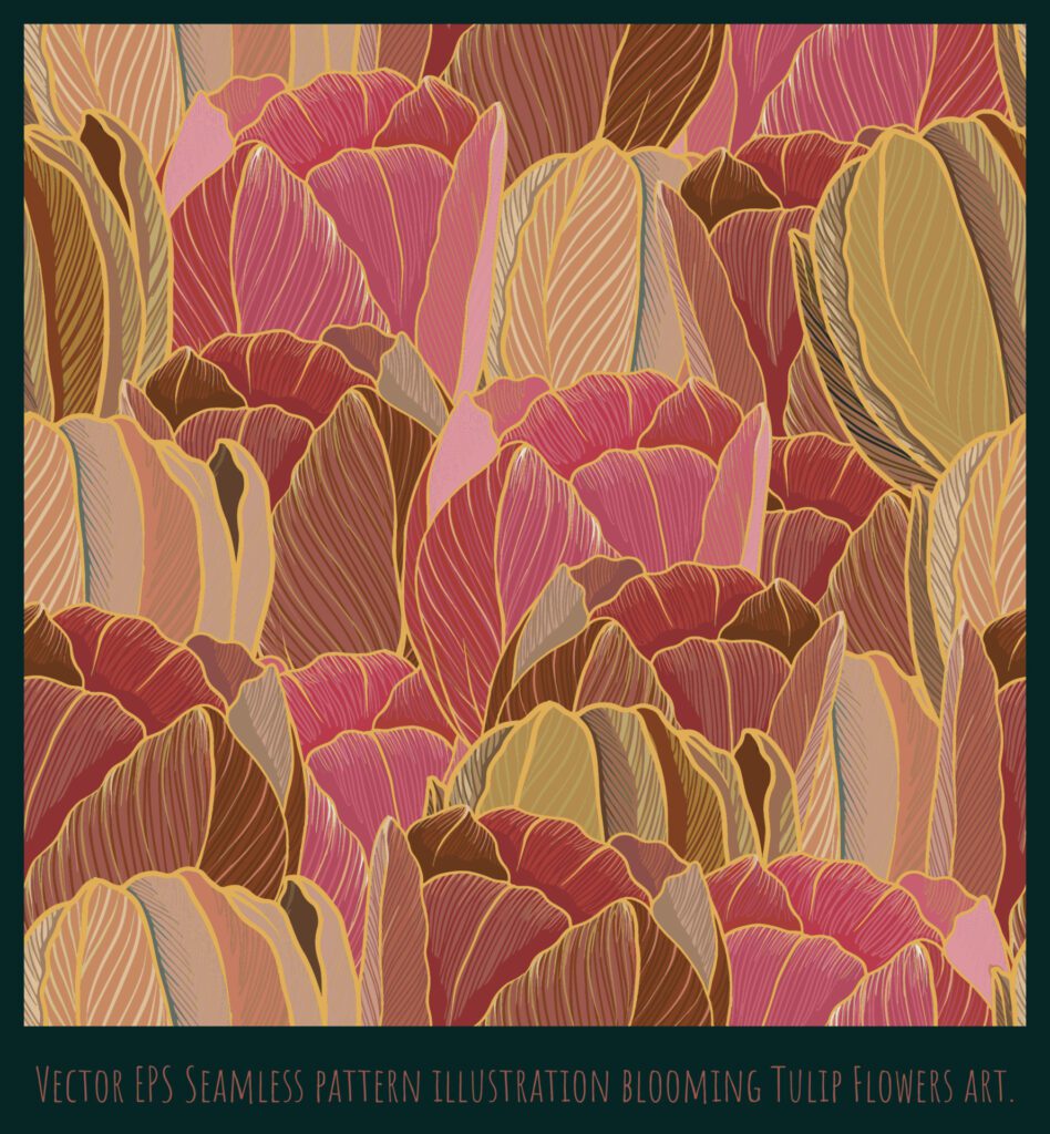 Vector EPS Seamless pattern illustration blooming Tulip Flowers art Free Vector