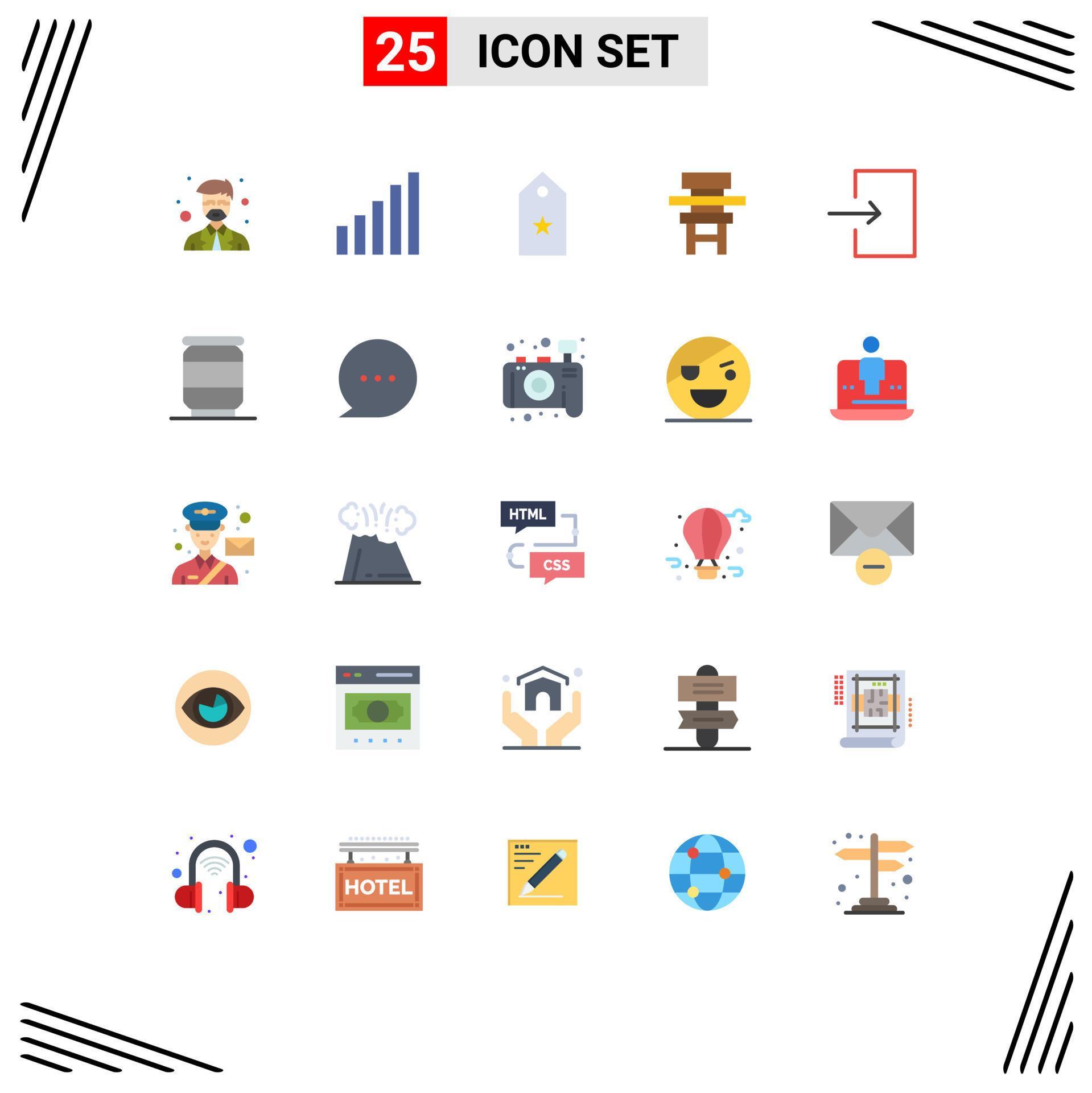 Modern Set of 25 Flat Colors Pictograph of arrow education one desk chair Editable Vector Design Elements Stock Free