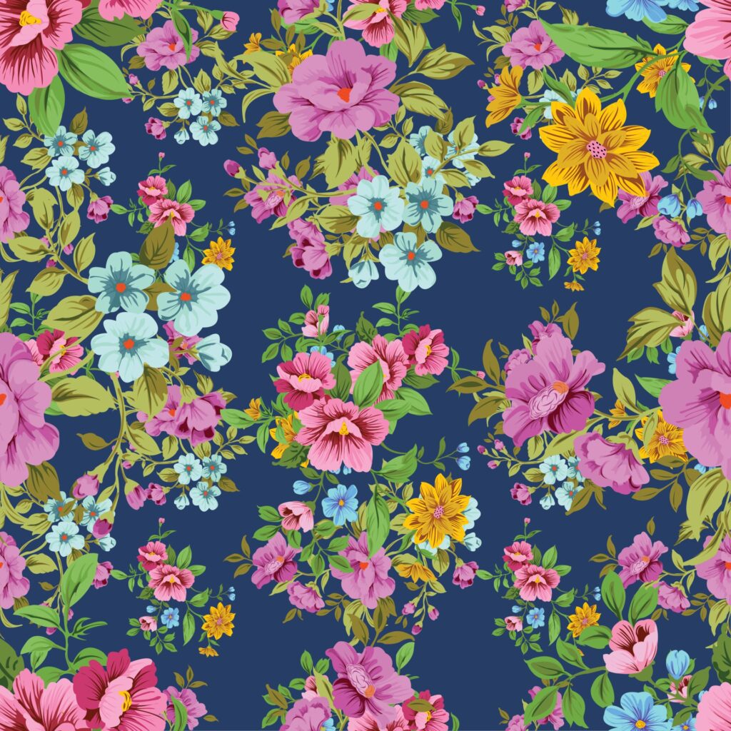 Seamless Floral Pattern cute vintage blossom Free Vector