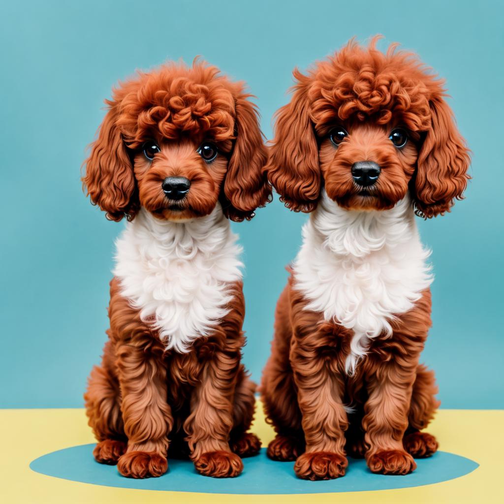 Two miniature red poodles by @ai_generated