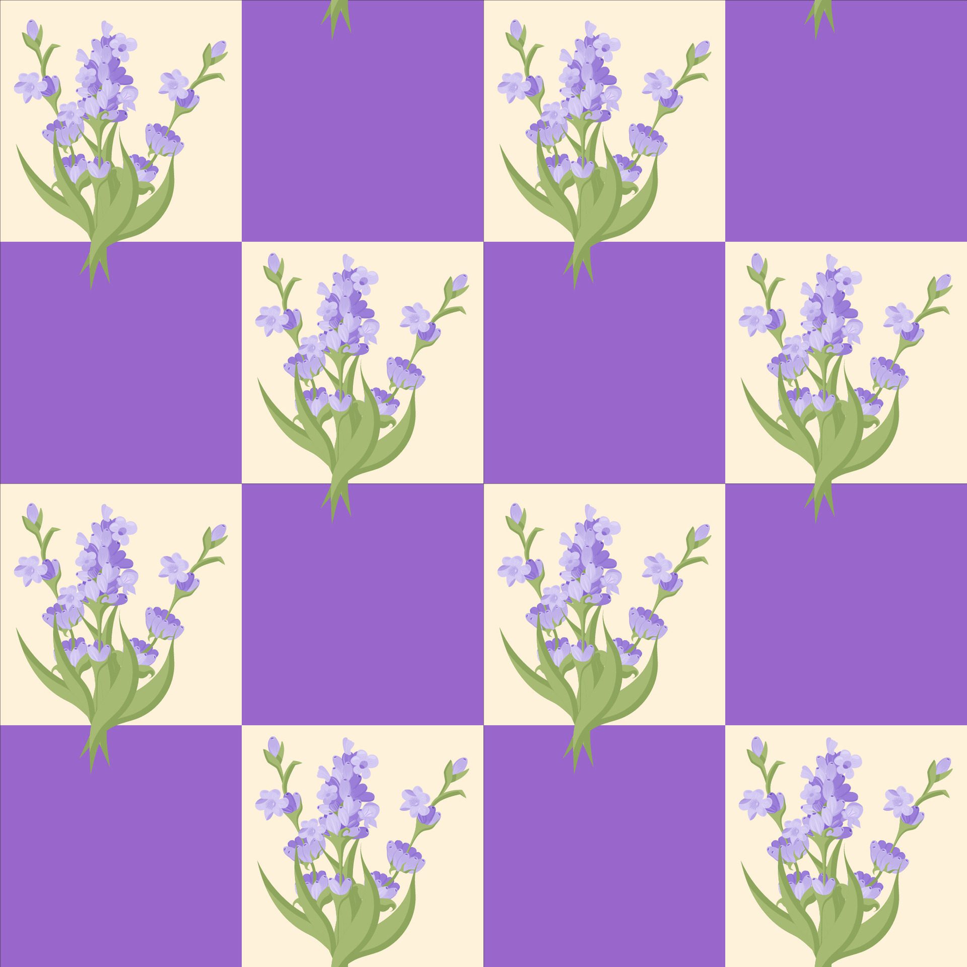 A sprig of lavender. Purple flower. Seamless pattern. illustration. Free Vector