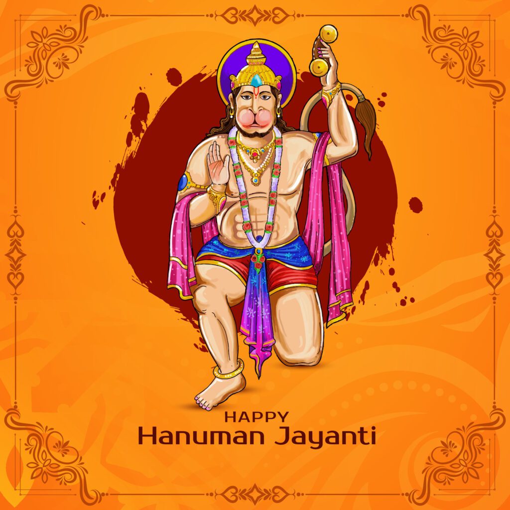 Happy Hanuman Jayanti hindu religious festival background design Free Vector