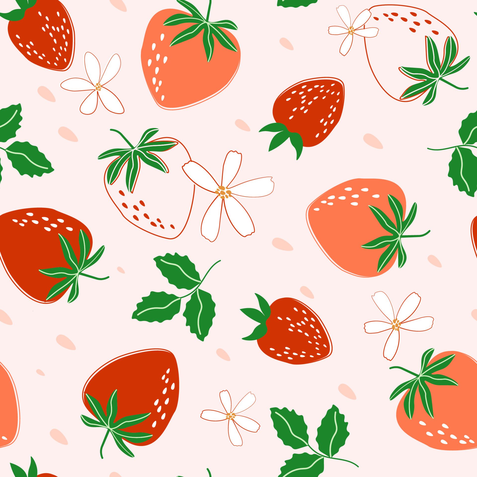 Seamless pattern with ripe delicious strawberries. Fruit natural print. Vector graphics. Free Vector