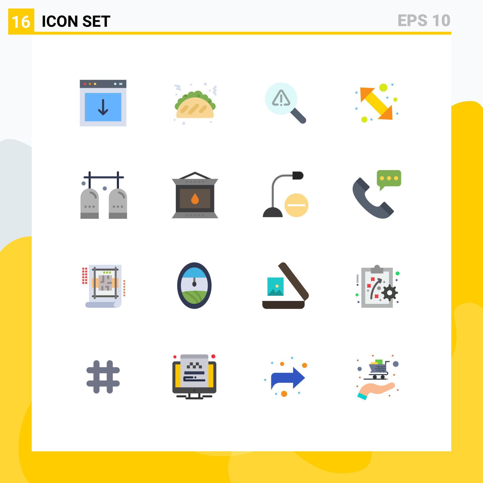 Universal Icon Symbols Group of 16 Modern Flat Colors of activities right find left arrow Editable Pack of Creative Vector Design Elements Stock Free