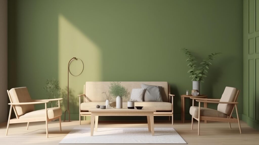 Modern green interior background. Illustration Stock Free