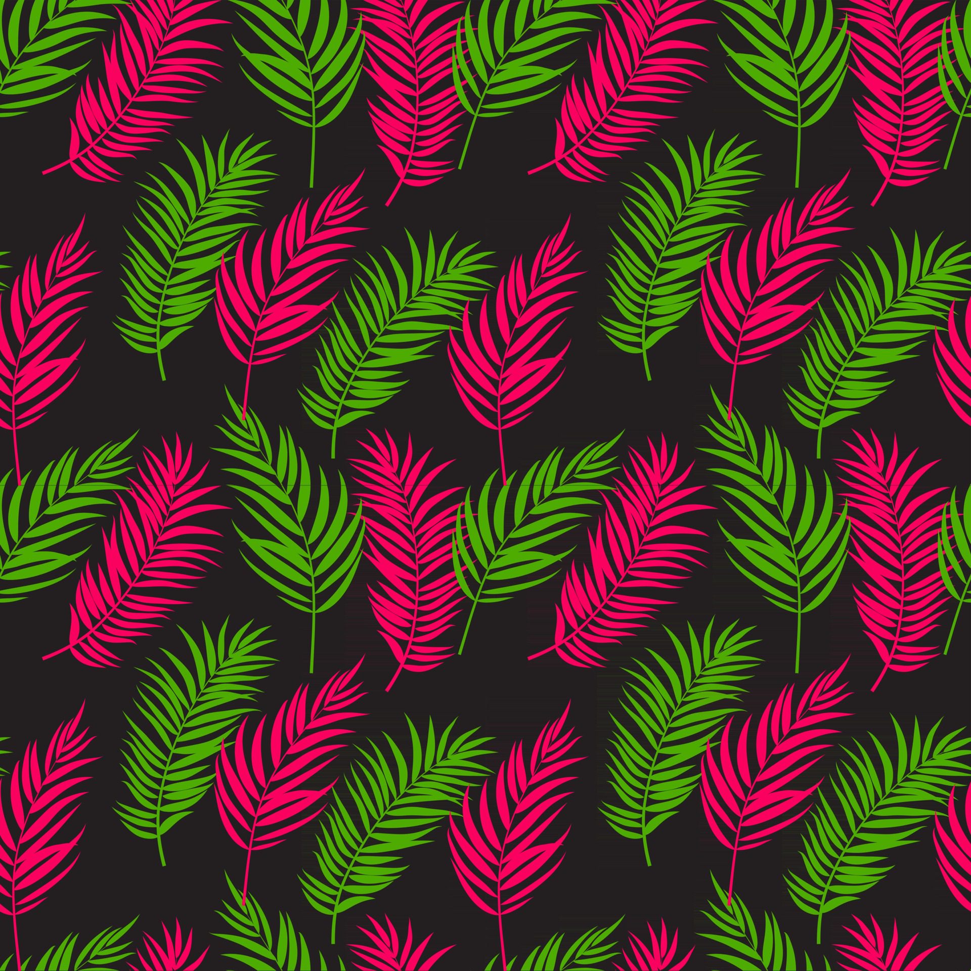 Beautiful Palm Tree Leaves Silhouette, Seamless Pattern Background Vector Illustration Free Vector