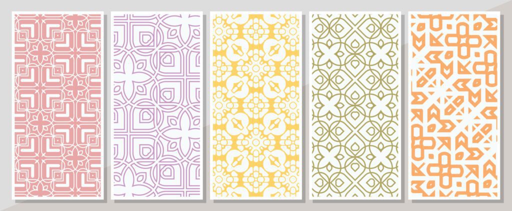 Colorful vertical banner with minimal pattern set Free Vector