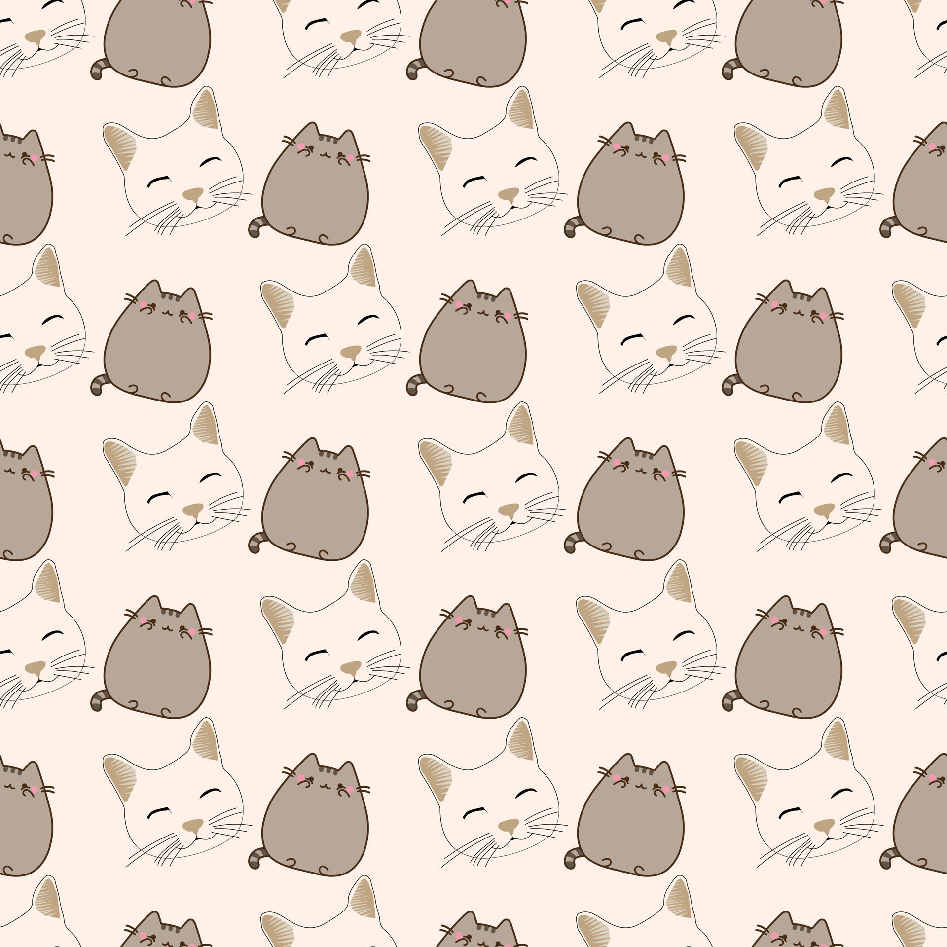 Smiling Cat Seamless Pattern Design Free Vector