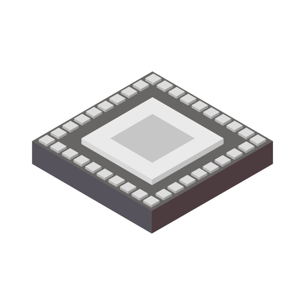 Isometric microchip on a background Free Vector