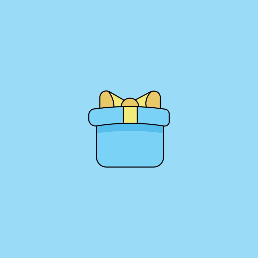 Gift box illustration on blue background Free Vector