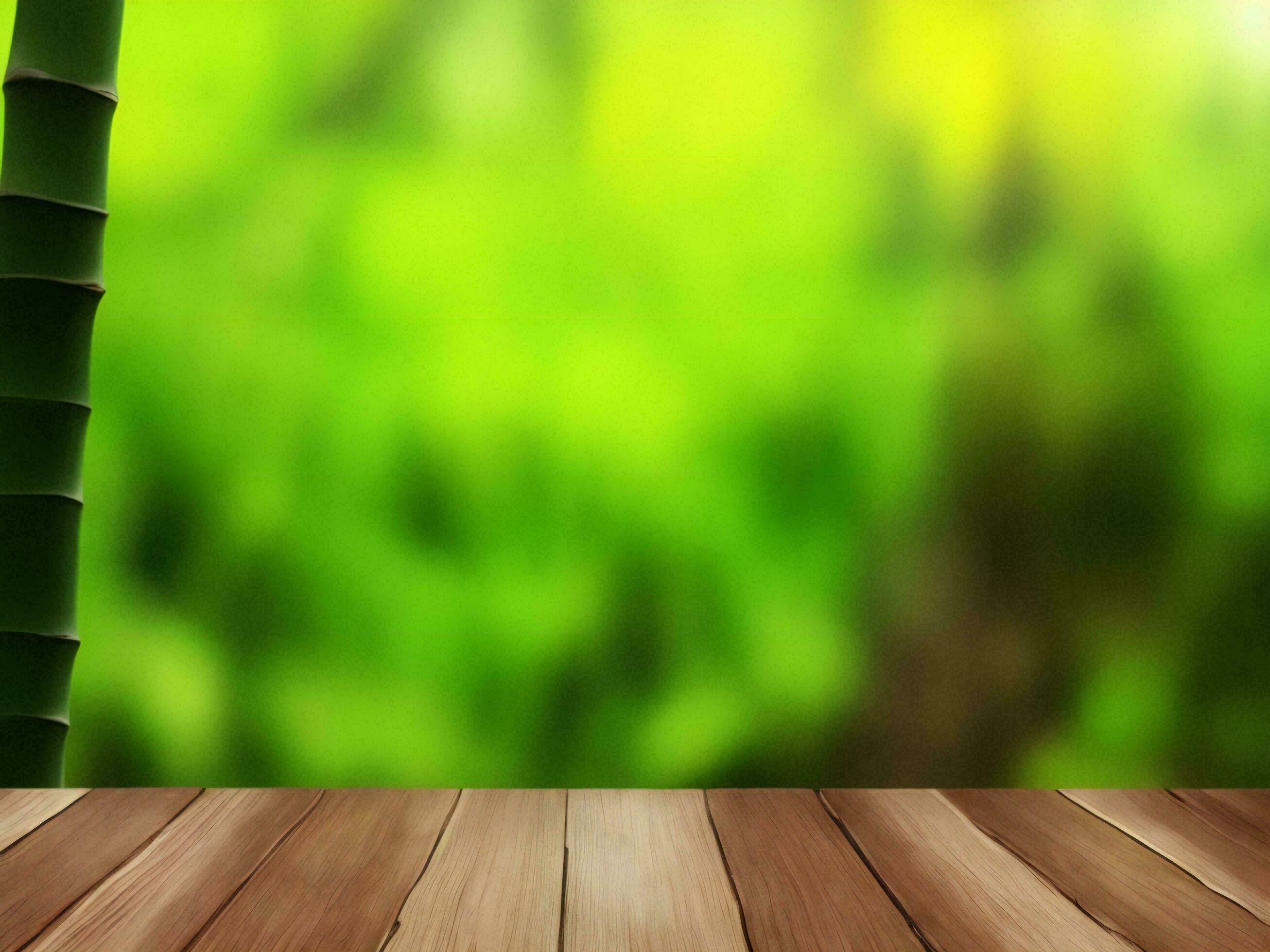 Wooden table on bamboo plant background ai generated Stock Free