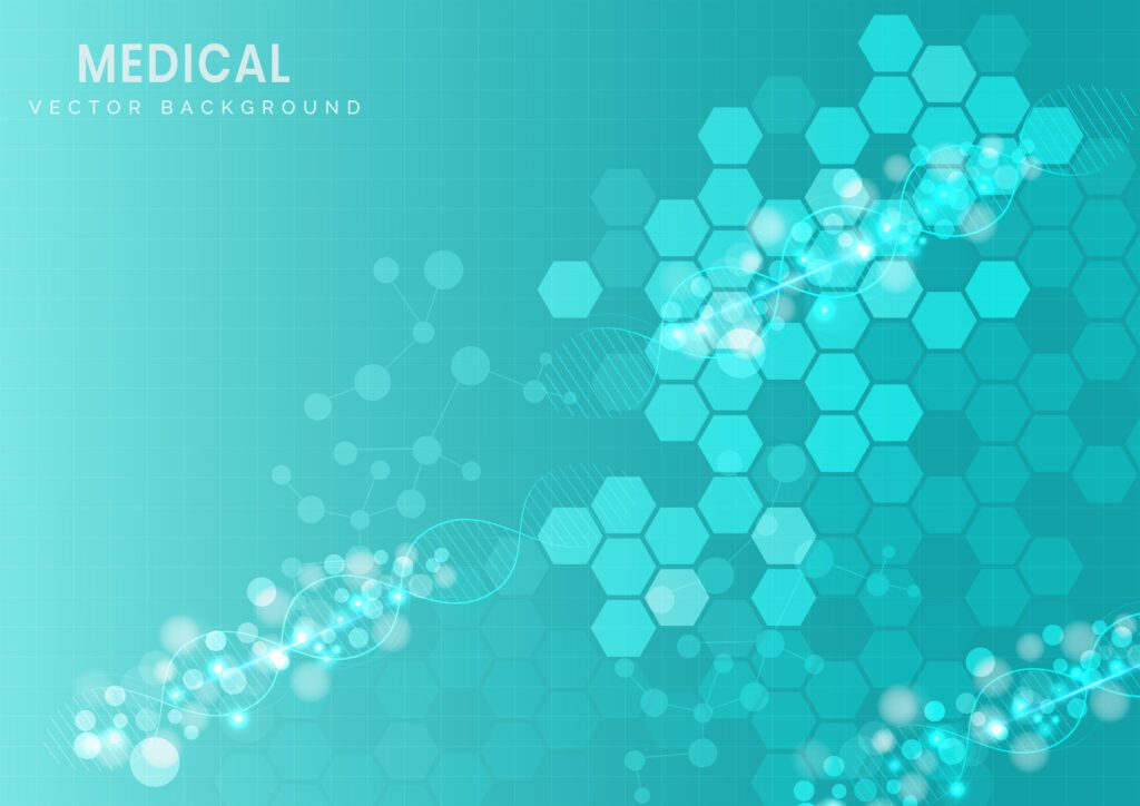 Molecular hexagon structure turquoise pattern background Free Vector