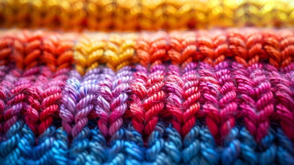 Homemade knit sweater with colorful rainbow colors. AI-generated Free Photo