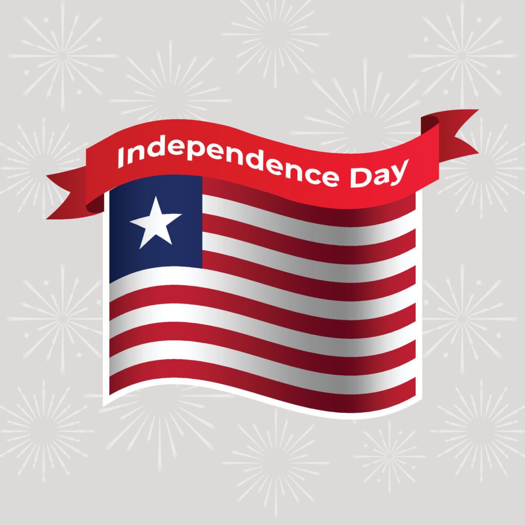 Liberia Wavy Flag Independence Day Banner Background Free Vector