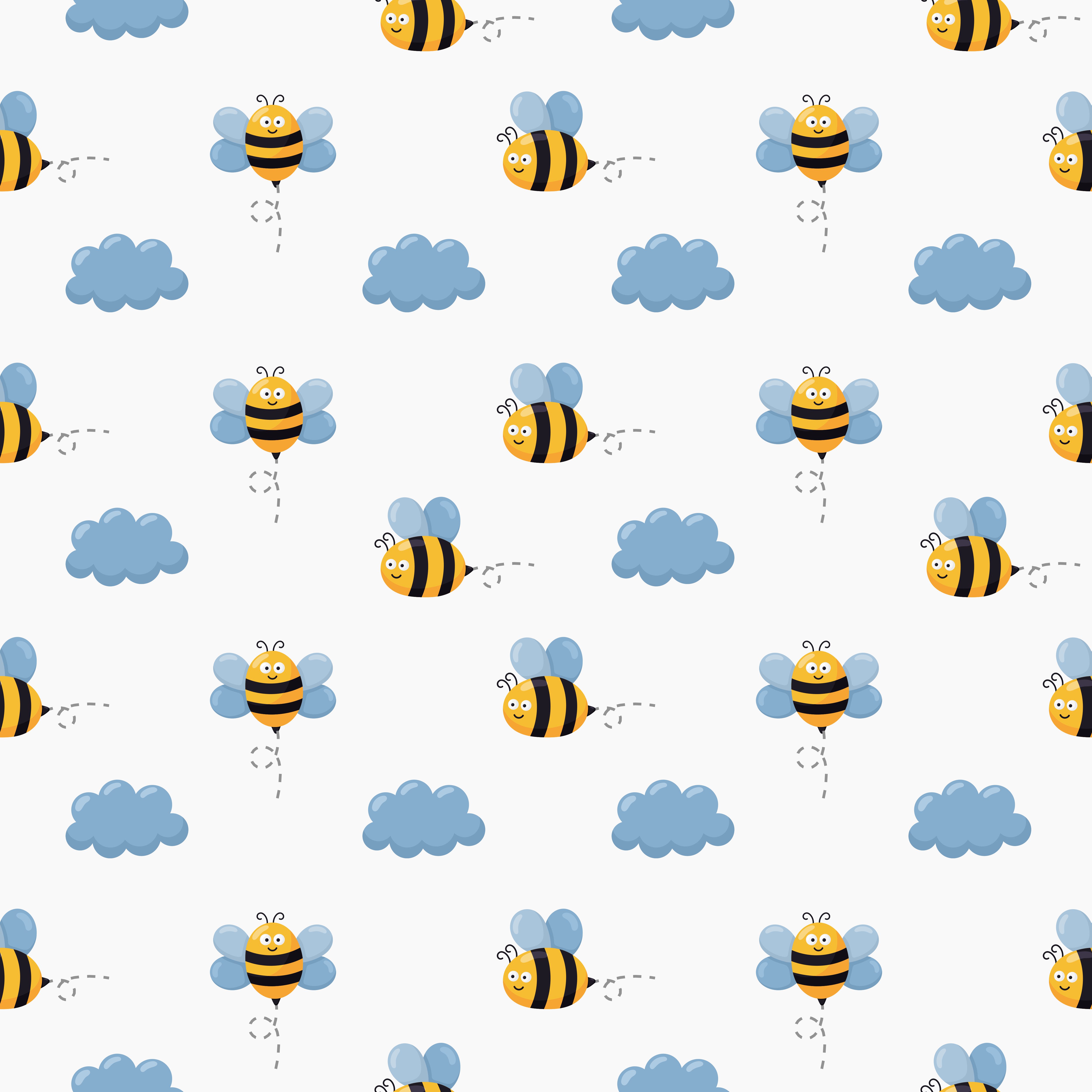 Seamless pattern baby bee cartoon Free Vector