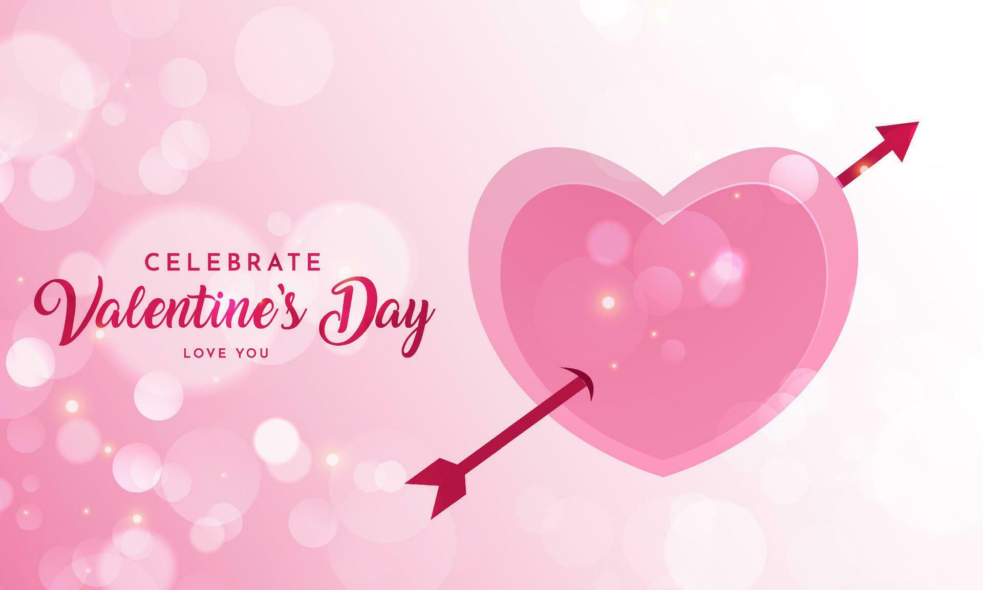 Valentines day design with arrow and love heart vector Stock Free