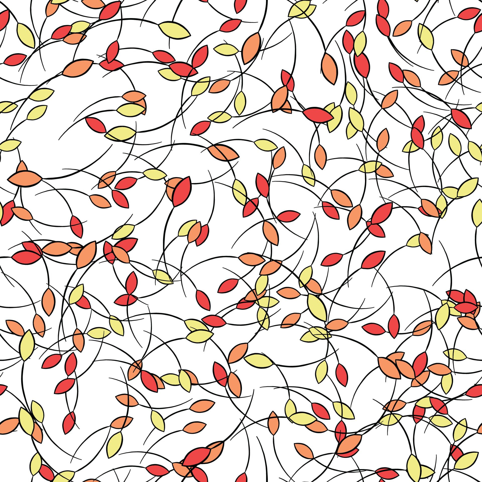 Vector seamless texture background pattern. Hand drawn, red, yellow, orange, black, white colors. Free Vector