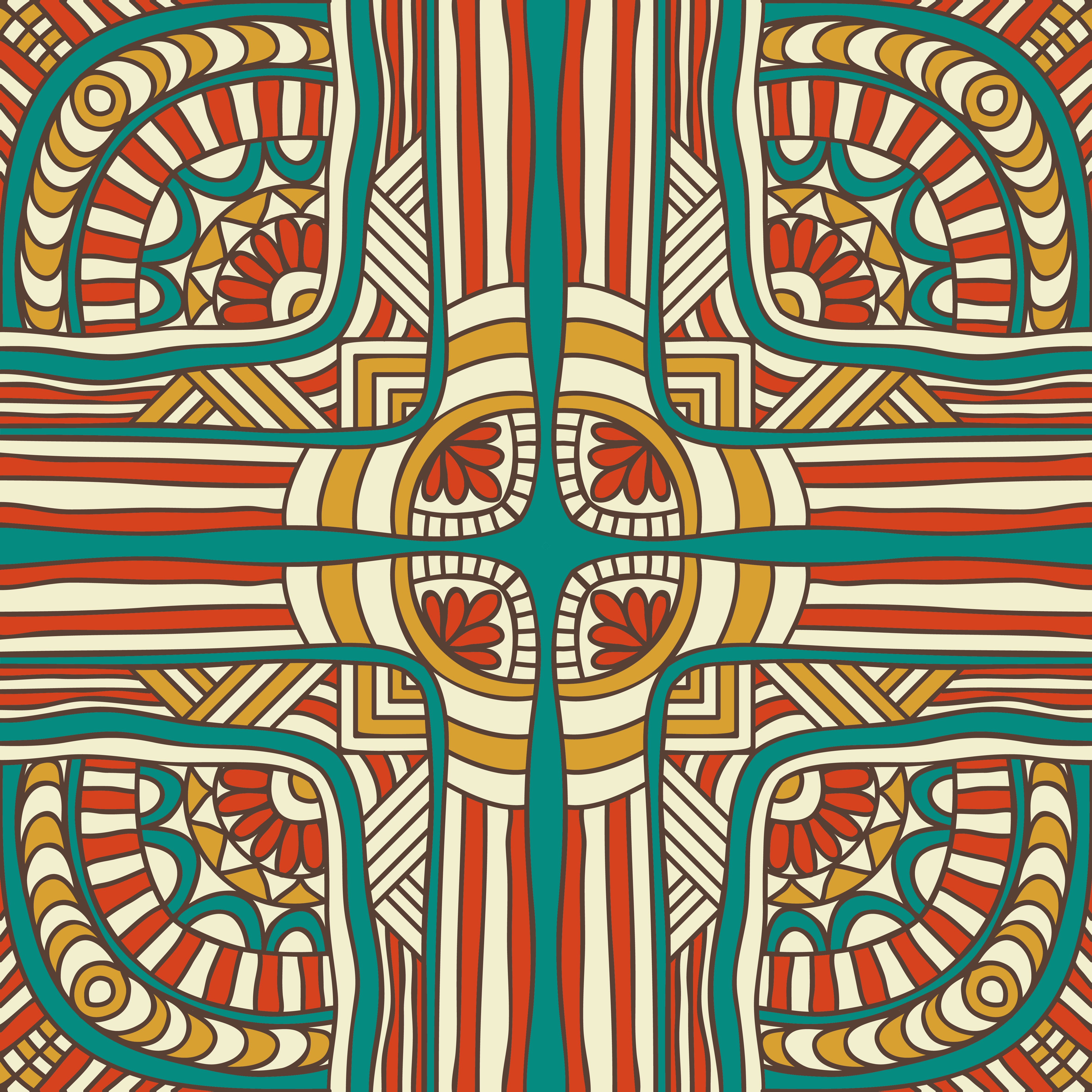 Seamless pattern in ethnic style. Vintage decorative elements. Free Vector