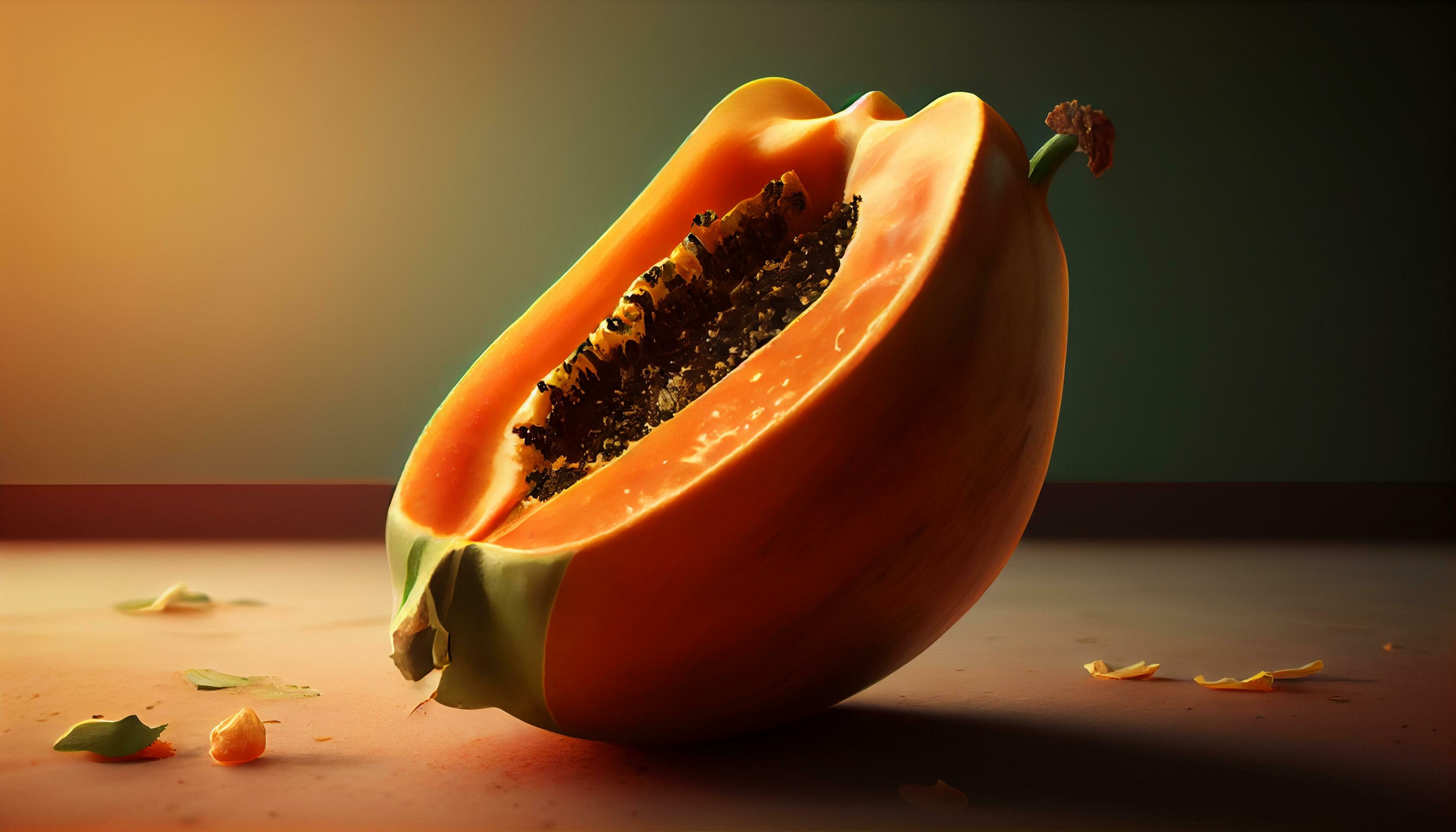 close up fresh and tropical papaya fruit healthy food ,generative AI Stock Free