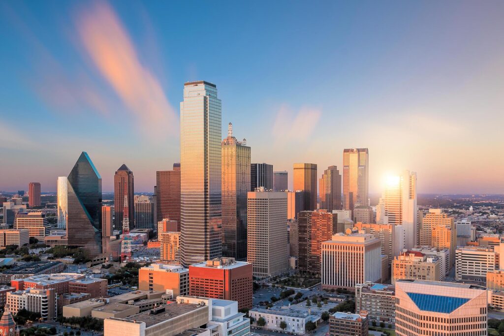 Dallas, Texas cityscape at sunset Stock Free