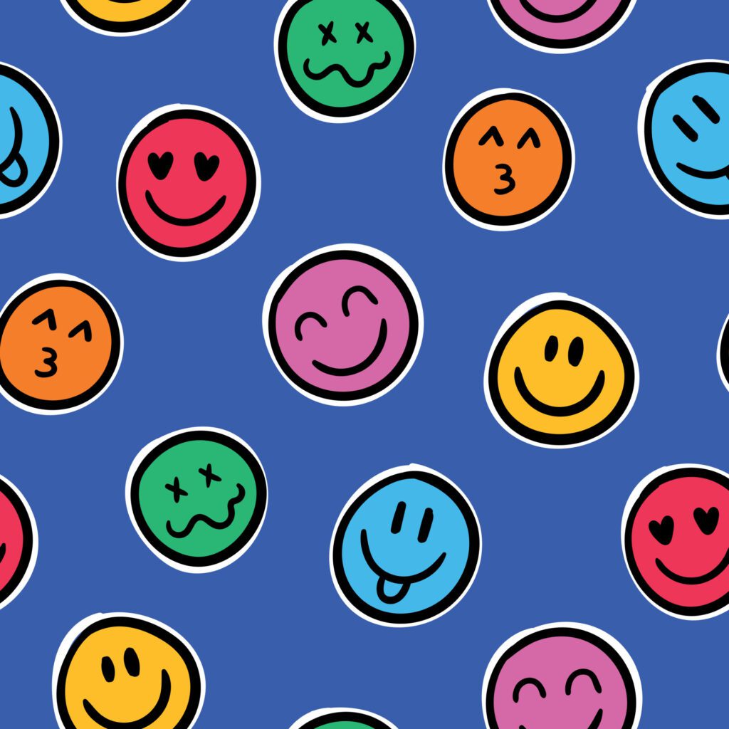 Emoticons pattern. Emoticons background Free Vector