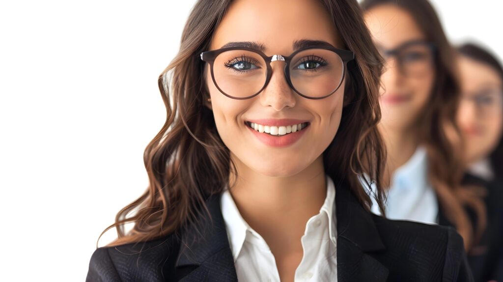 Confident Young Professional Woman in Business Attire Smiling at Stock Free