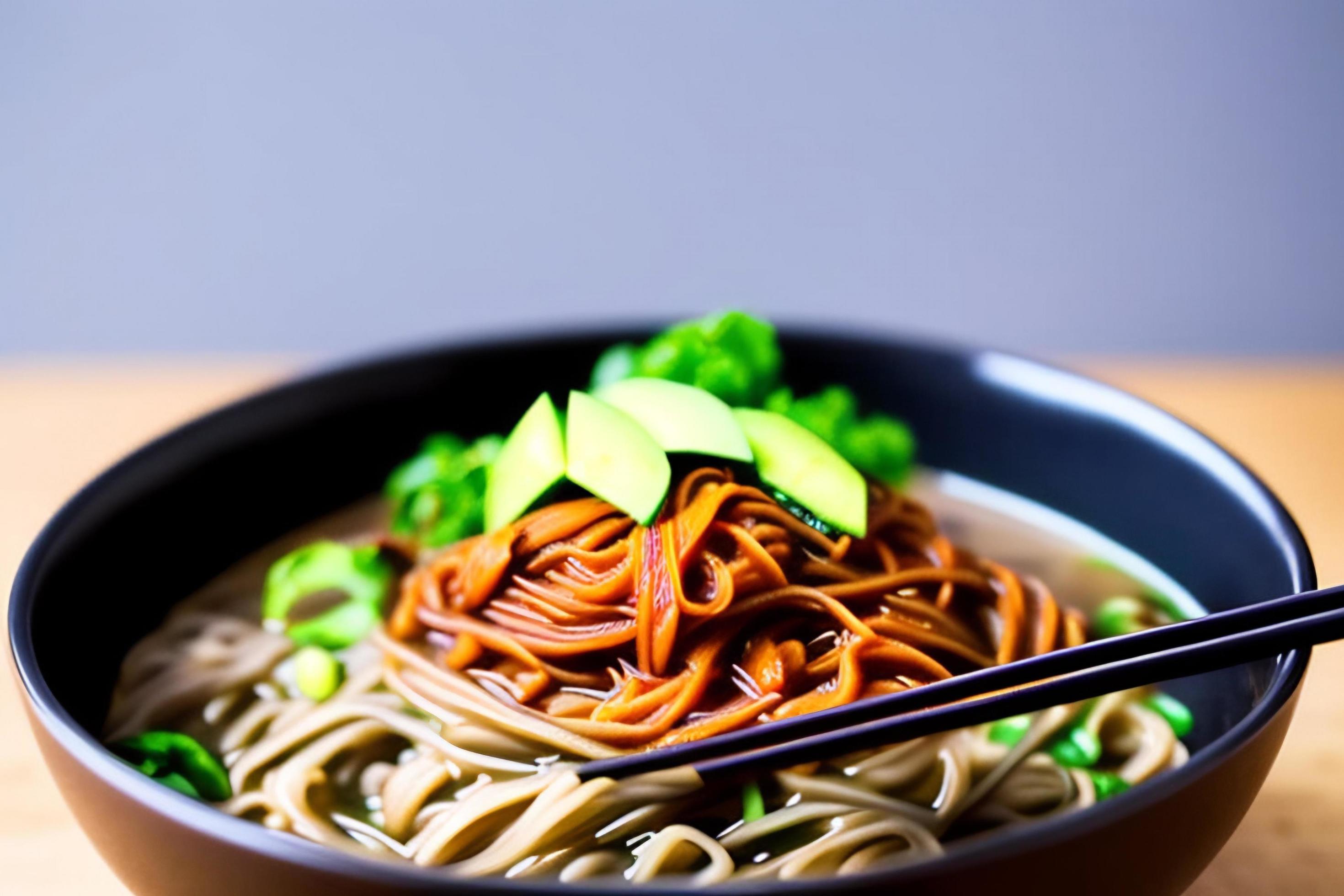 Delicious noodles. Fast food meal with appetizing pasta and chopsticks. Stock Free