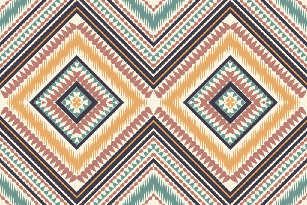 Geometric Ethnic pattern, Native American tribal fabric, tile, carpet, , illustration design, on navy blue background Free Vector