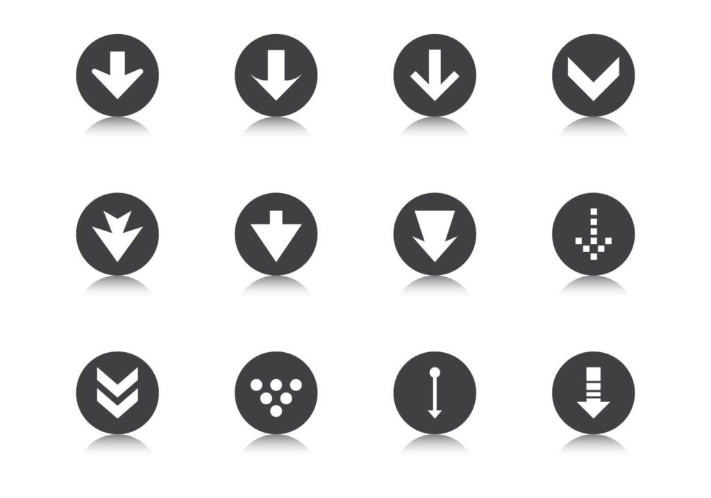 Down Grade Arrow Button Vector Pack Stock Free and Free SVG