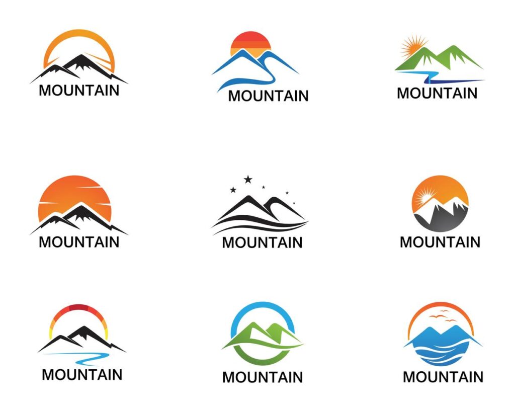 Minimalist Landscape Mountain logo design inspirations Stock Free