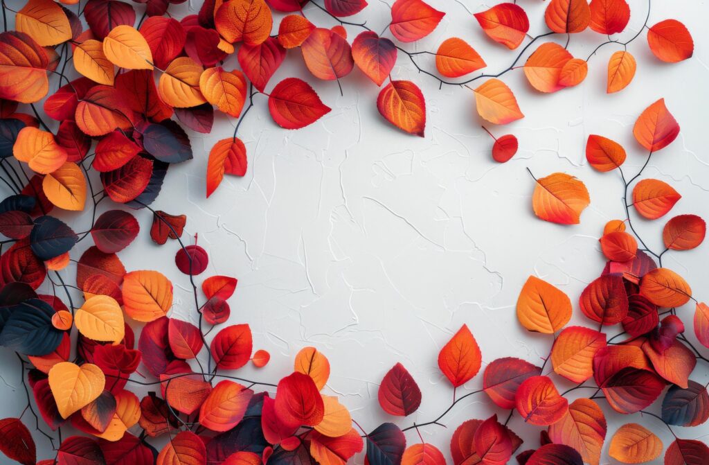 Colorful Autumn Leaves Arranged Around White Background Stock Free