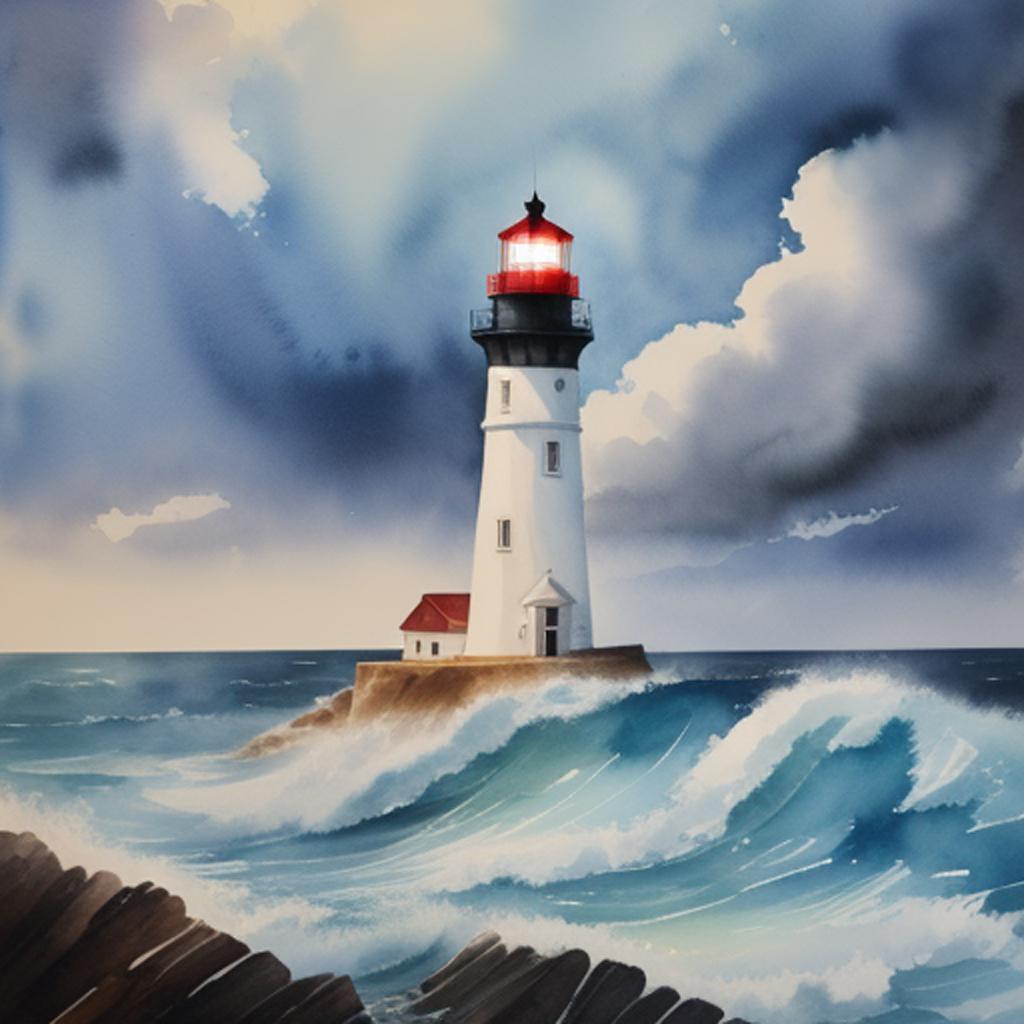 Peinture aquarelle d’un phare by @ai_generated