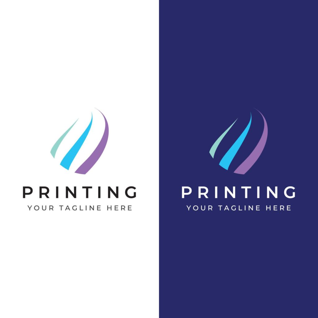 Abstract colorful logo digital printing, printing services, media, technology and the internet. With a modern and simple concept. Stock Free