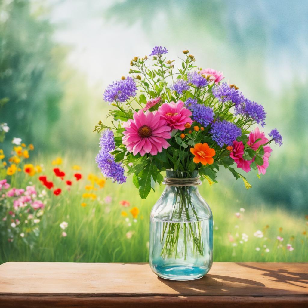 Blumen Vase mit Wildblumen by @ai_generated