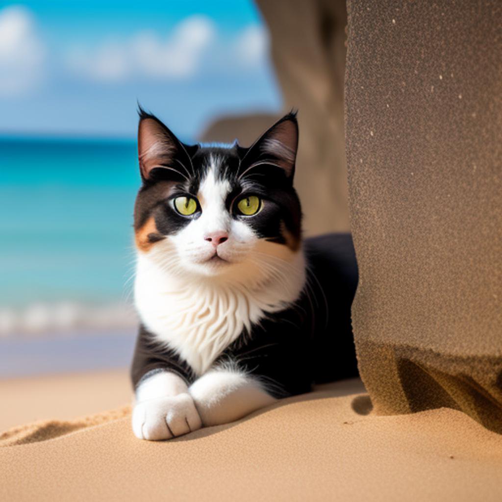 Gato en la playa by @ai_generated