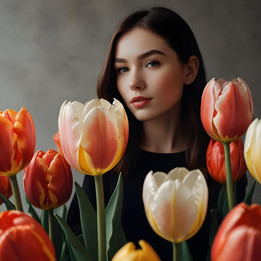 Beautiful tulip flower on a dark background tulips flower Stock Free