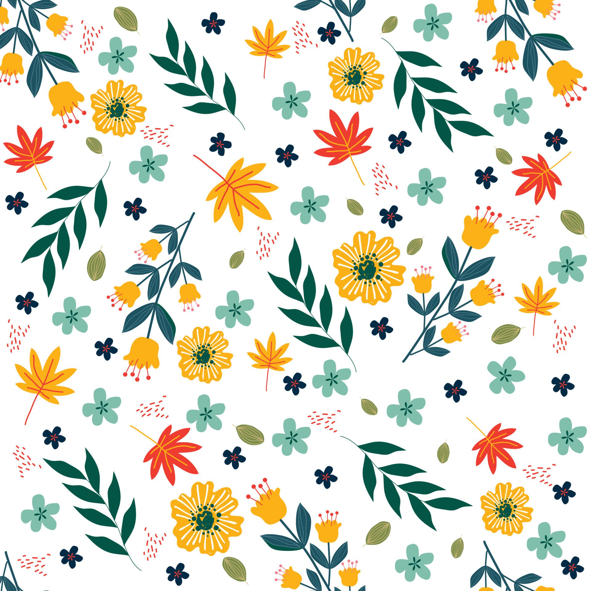 Floral seamless pattern Hand drawn colorful flowers Natural background with colorful painted flowers Free Vector