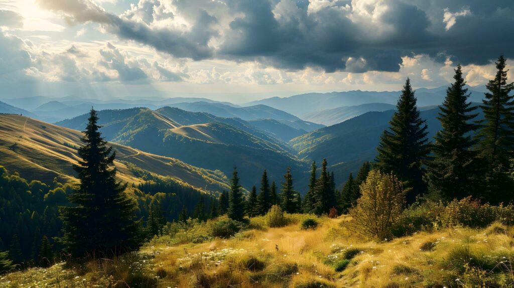 Tranquil Twilight in the Serene Mountain Valley Free Photo