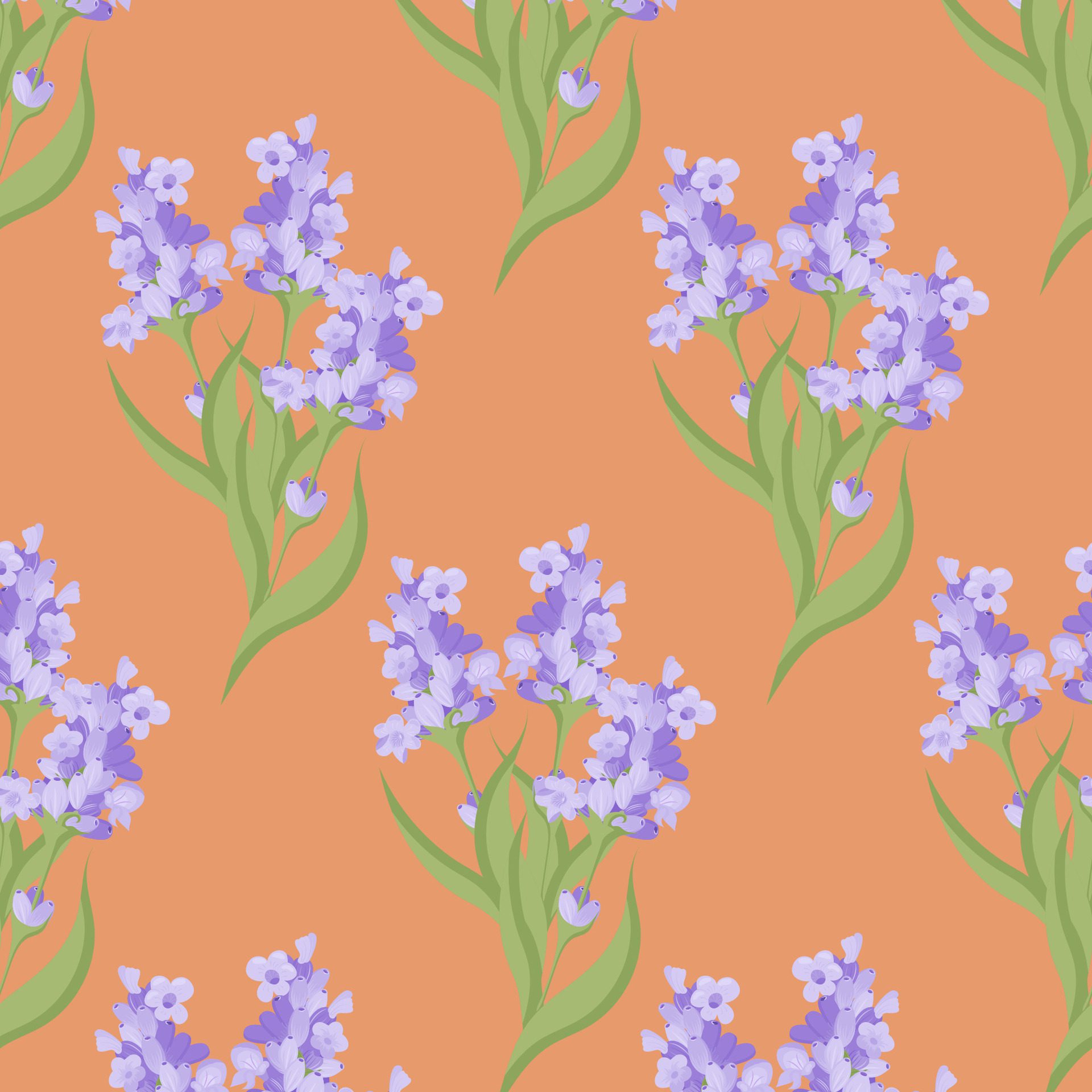 A sprig of lavender. Purple flower. Seamless pattern. illustration. Free Vector