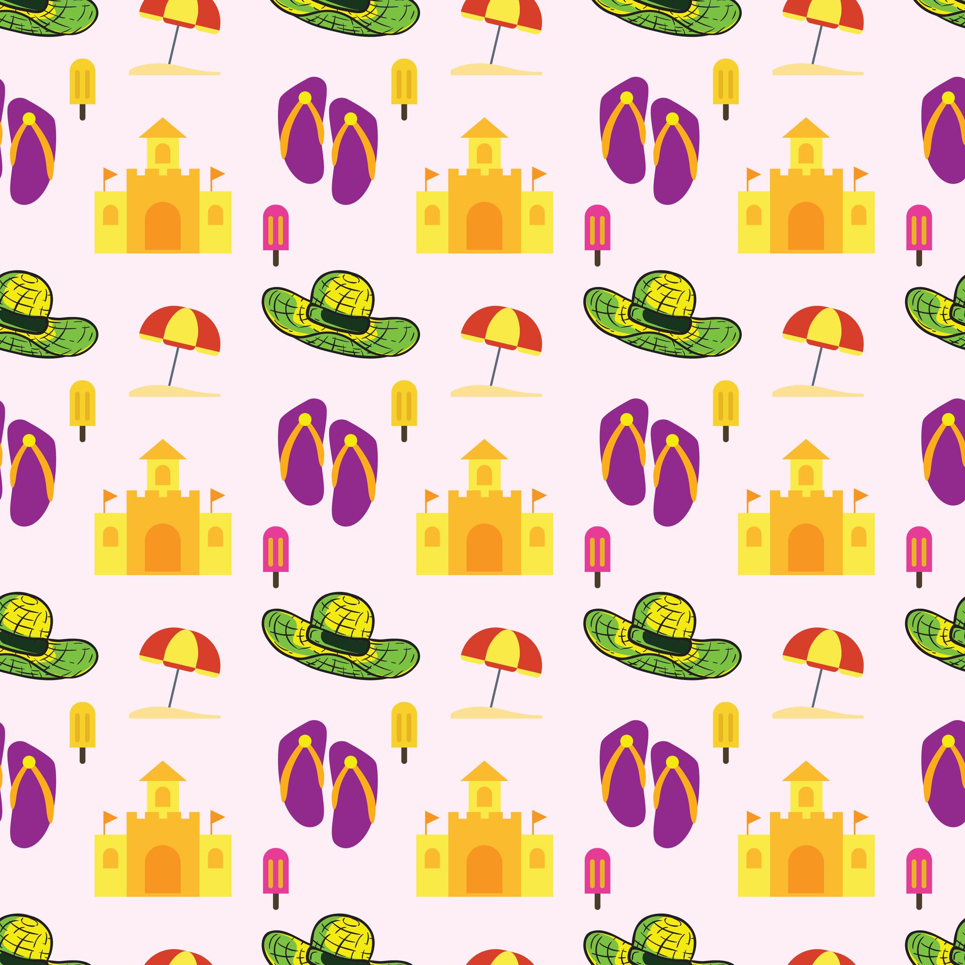 Travel And Holidays Seamless Pattern Design Free Vector