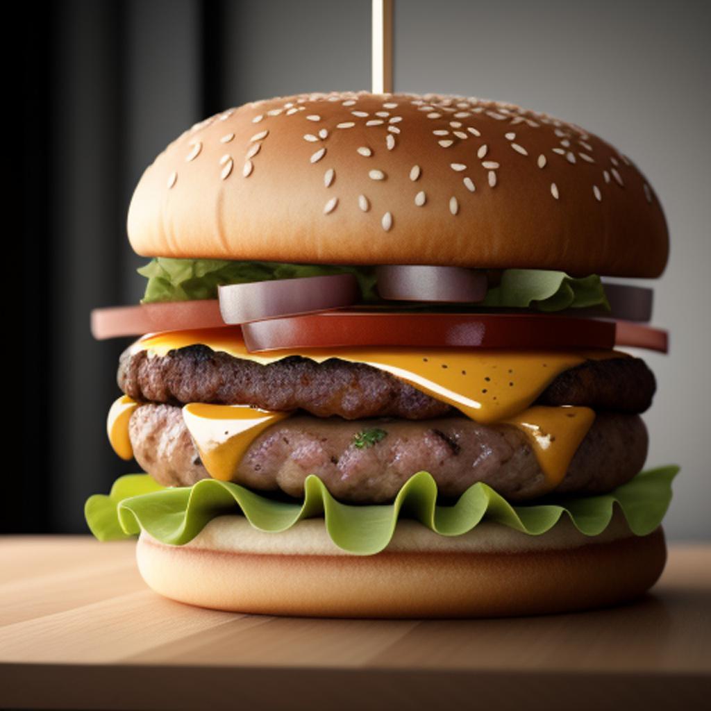 Burger, elegant Hyperrealism, Realistic by @ai_generated