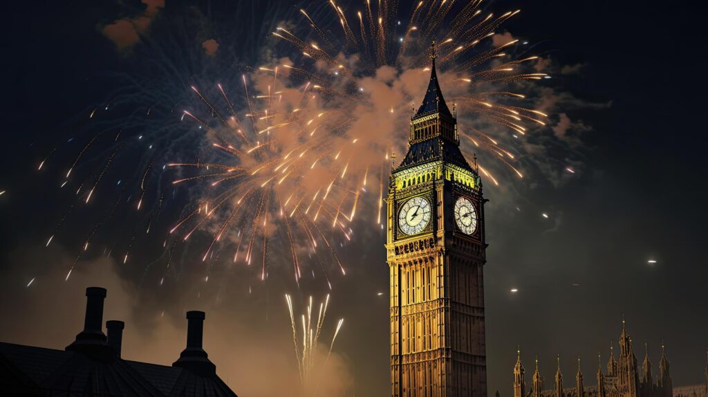 Holiday Fireworks in London. Illustration Stock Free