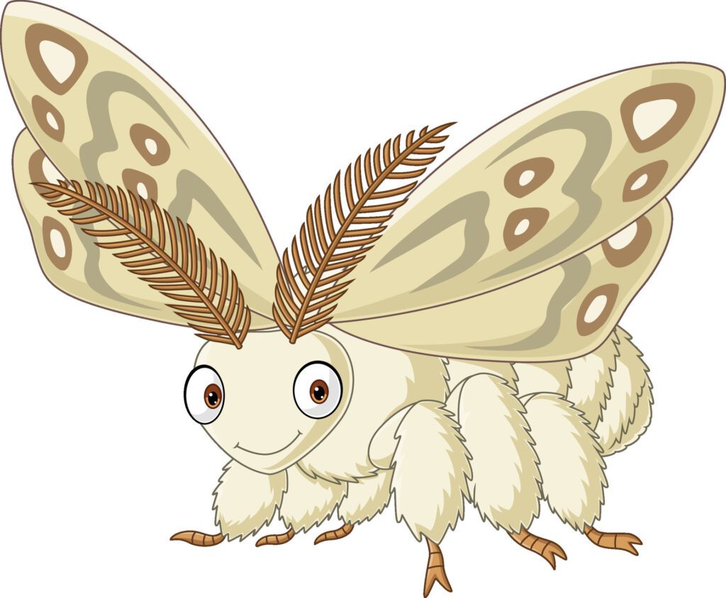 Cartoon moth insect on white background Free Vector