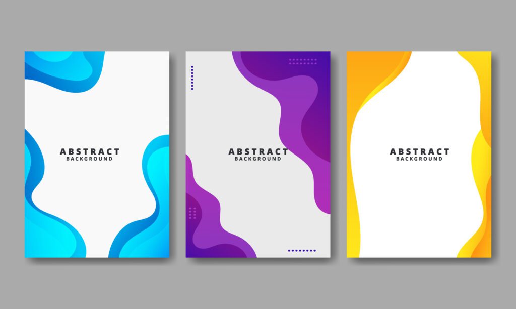 Set Design Cover Template With Colorful Liquid Effect Free Vector