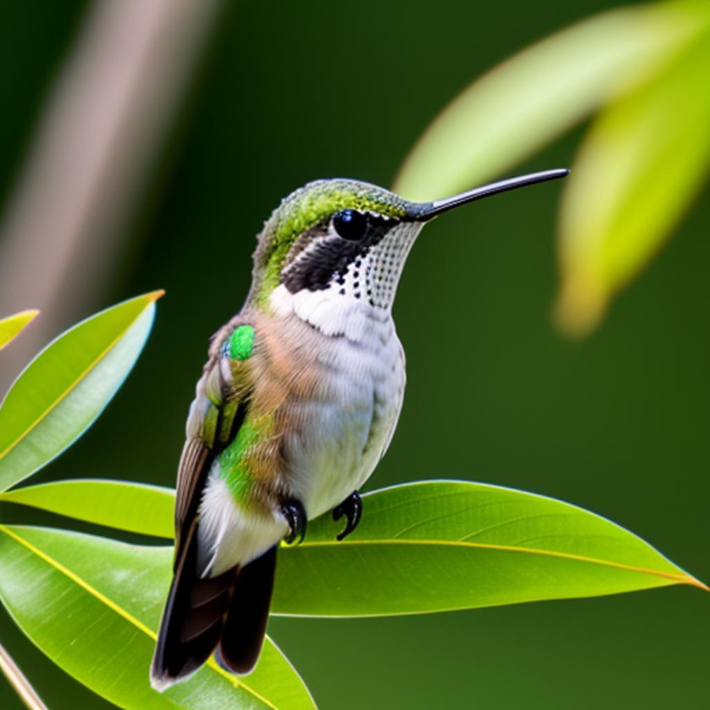 Hummingbird sitting on leaf by @ai_generated