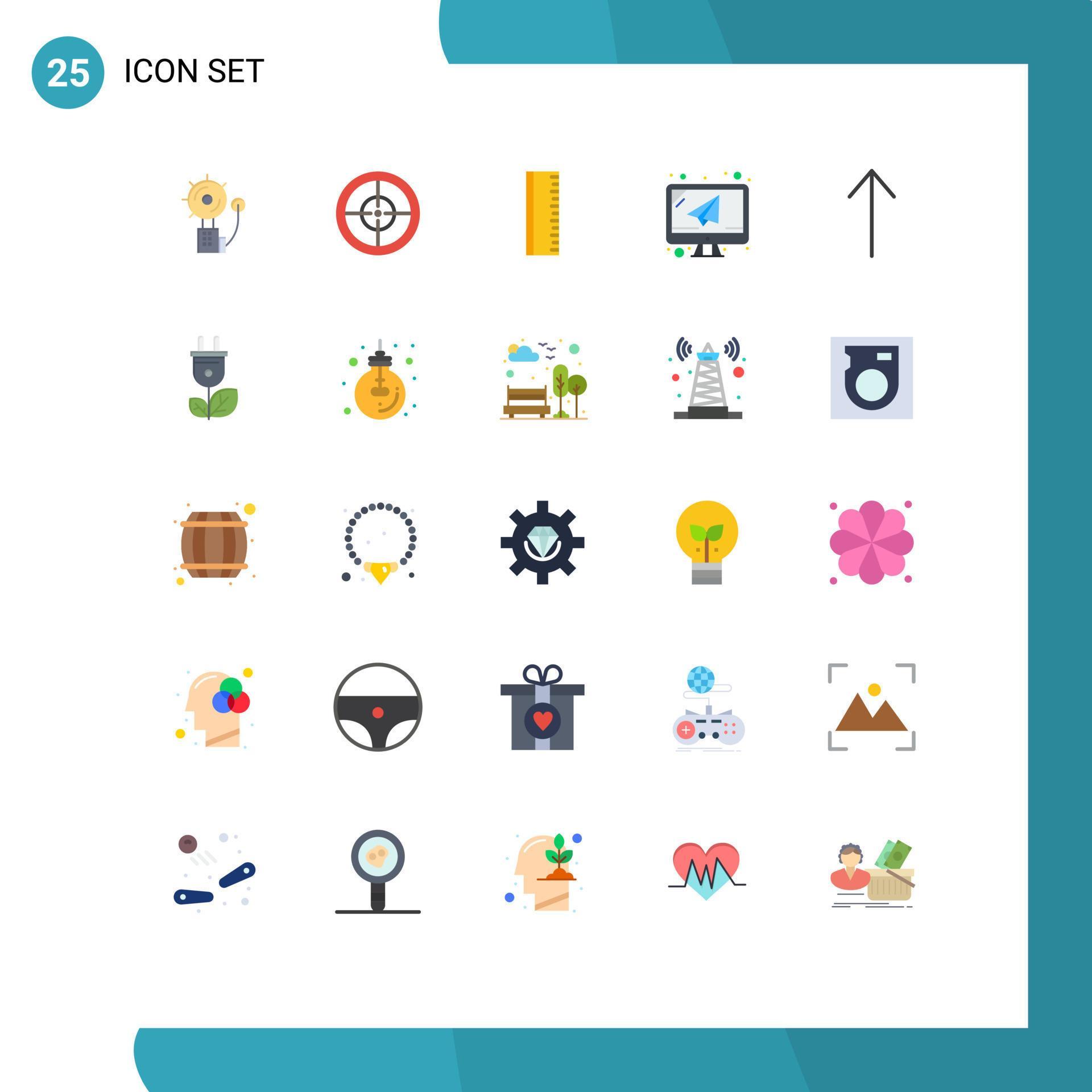 Universal Icon Symbols Group of 25 Modern Flat Colors of biomass arrow education mail email Editable Vector Design Elements Stock Free