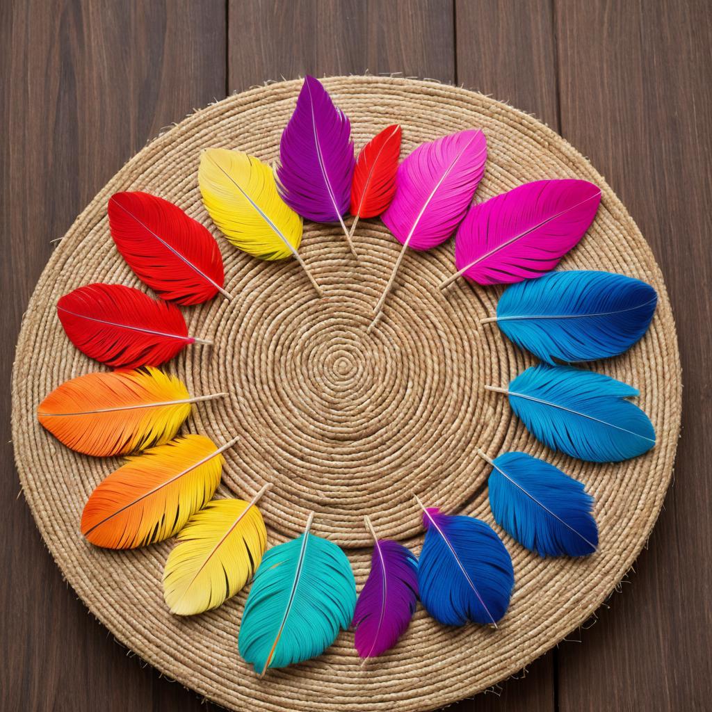 Colorfull feathersin a circle by @ai_generated