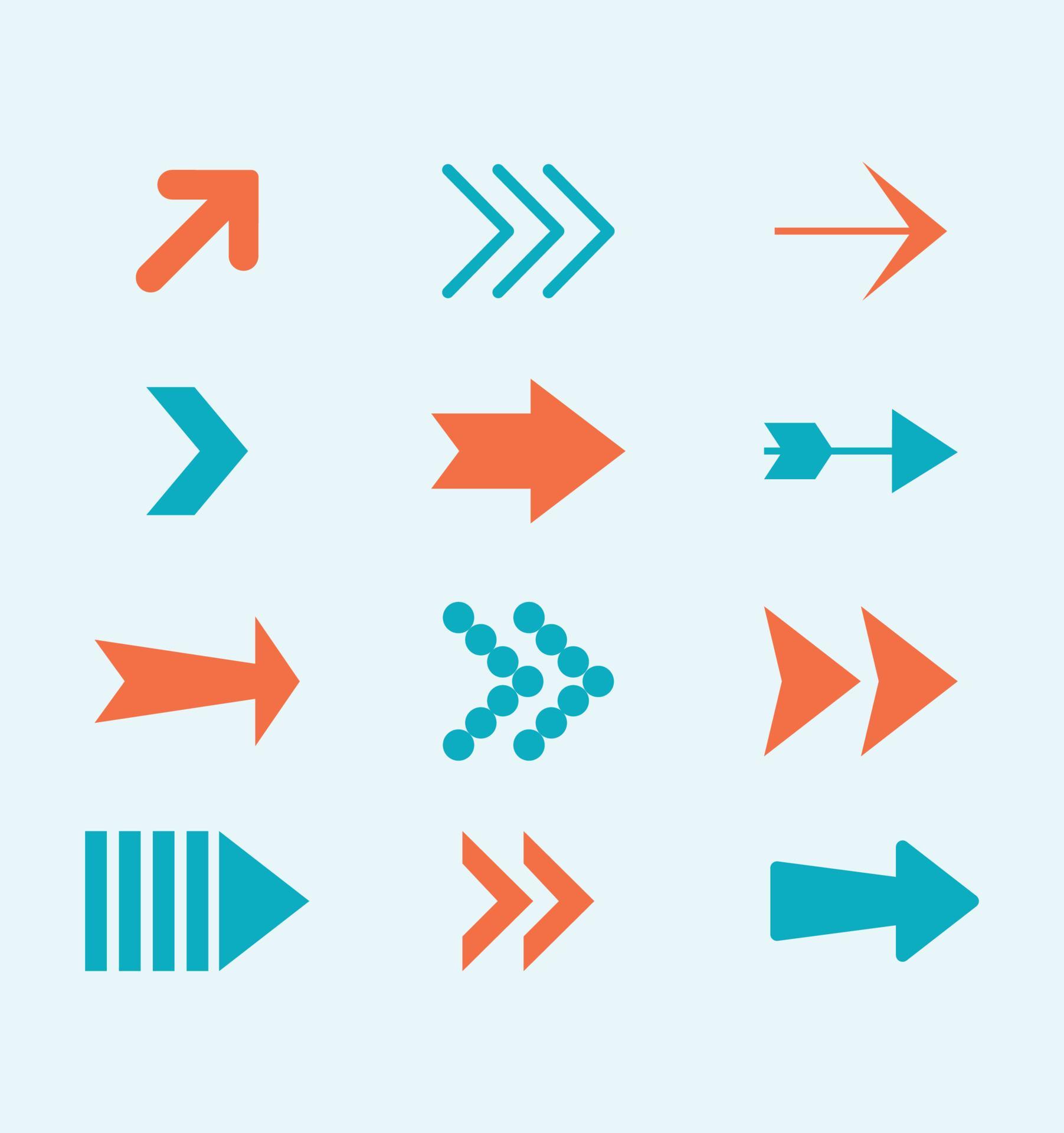 flat colorful arrow vector set Stock Free