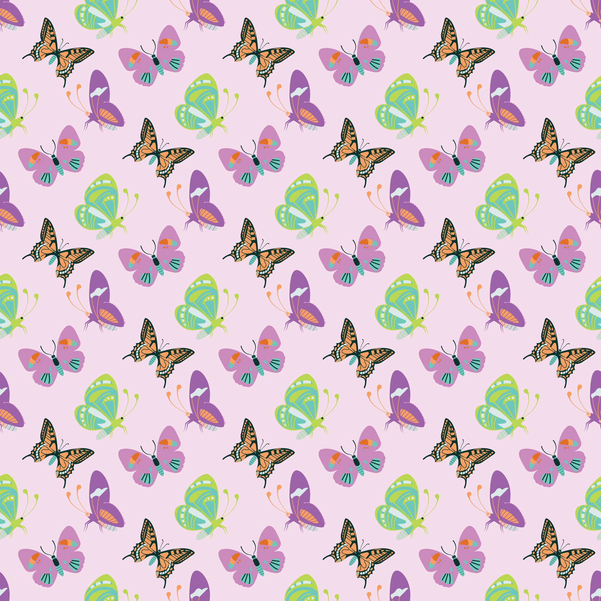 Busy Butterflies Seamless Pattern Design Free Vector