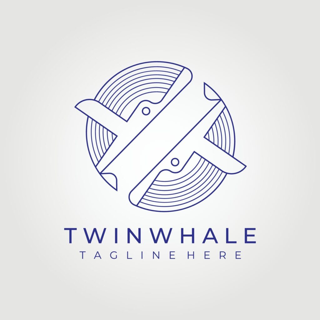 line art twin whale logo vector illustration design graphic Stock Free and Free SVG